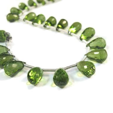 Stone Green Amethyst Briolette Gemstone Beads