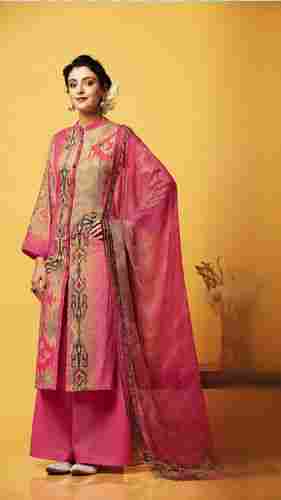 Pink Cotton Stylish Plazzo Suit