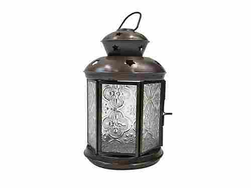 Lantern Antique/Glass Roung