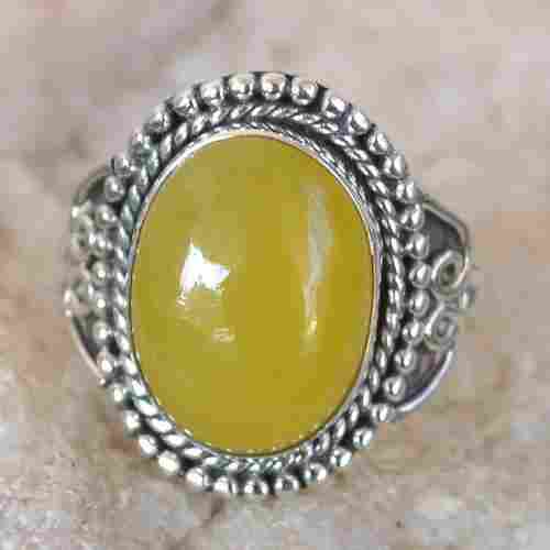 Yellow Jade Gemstone Ring