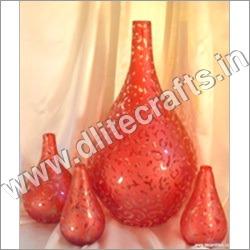 Red Etched Flower Vase