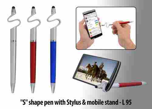 "S" shape pen with Stylus & mobile stand