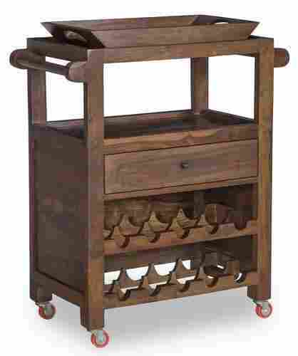 Wooden Bar Trolley with Tray