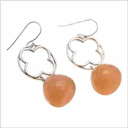 Peach Chalcedony Gemstone Designer Earring