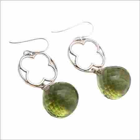 Green Amethyst Gemstone New Design Earring