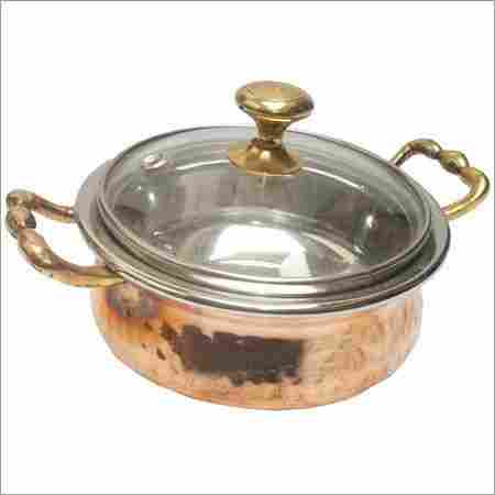 Copper Steel Serving Dish With Glass Lid CSSD - 903