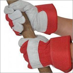 Red And White Split Leather Rigger Gloves