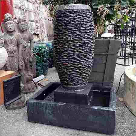 Stacked Pebble River Stone Fountain