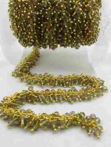 Smokey Quartz Glass beads metal chains