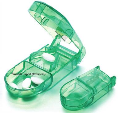 Plastic Pill Box With Pill Cutter