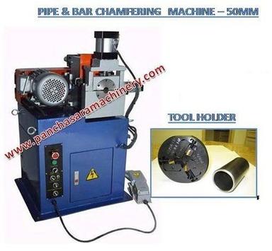 Blue And Silver Pipe  Bar Chamfering Machine