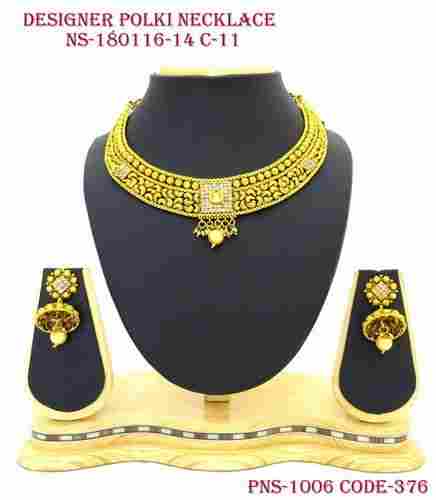 Designer Polki Antique Gold Necklace 
