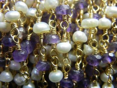Necklaces Pearl With Amethyst Beaded Chain