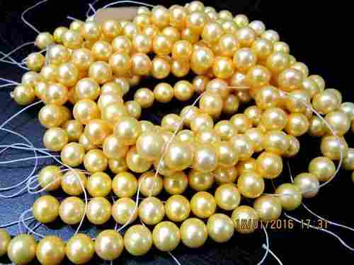 Natural Golden Pearl  Genuine Pearl Gold Beads 8 to 9mm Strand 5 inches Long