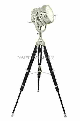 Beautiful Heavy Duty Tripod Floor Lamp Antique Search Light With Wooden Stand