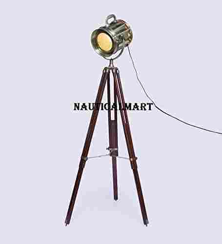 Replica Spot Search Light Brass Finish With Brown Tripod Stand