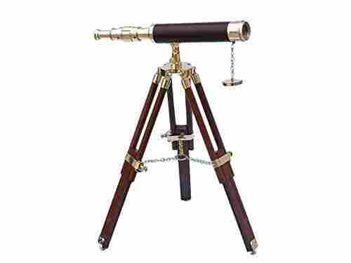 Floor Standing Brass/Leather Harbor Master Telescope 30" - Leather