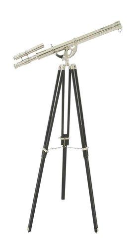 Full Chrome Finish Double Barrel Telescope With Black Tripod Stand