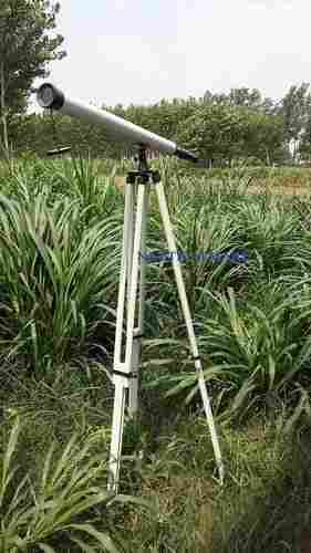 60"Floor Standing Bronze/White Leather Telescope With White Stand