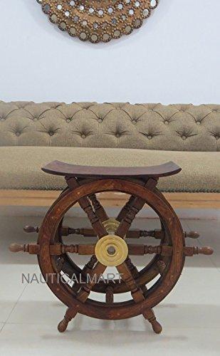18" Oak Wood Ship Wheel Table