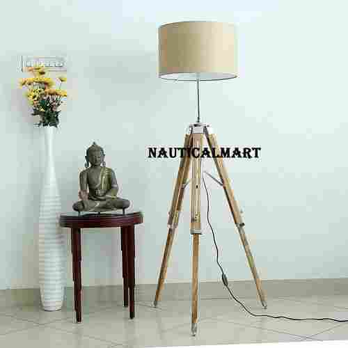 62"Modern Contemporary Tripod Floor Lamp With Fabric Brown Shade
