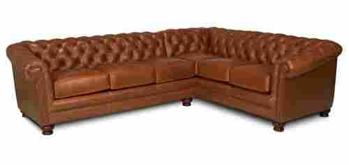Chesterfield Rolled Arms Leather Sectional Sofa