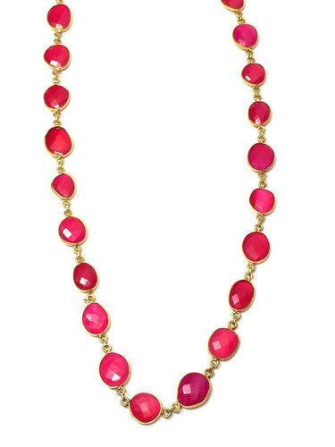 Hot Pink Chalcedony Long Necklace