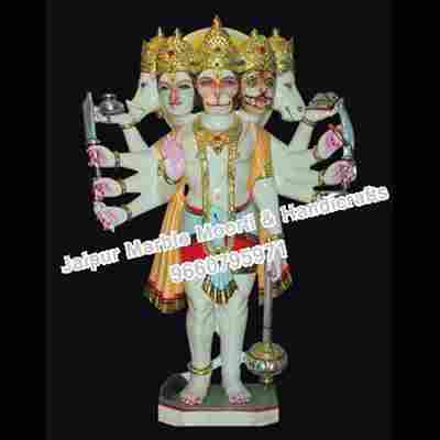 5 Headed Hanuman Marble Statue