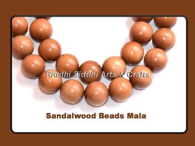 Natural Dark Golden Brown Fine Mysore Sandalwood Bead Necklace