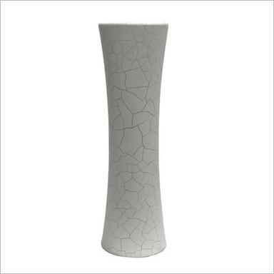 Mdf Vase In White Crackle Finish Length: 19.5  Centimeter (Cm)