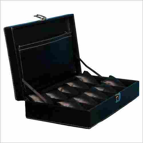 Hard Craft Watch Box Case PU Leather for 10 Watch Slots - Black