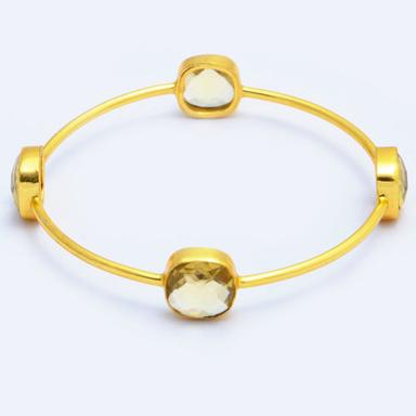Cushion Gold Plated Gemstone Bracelet