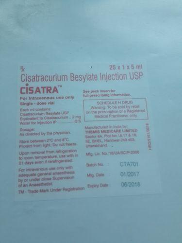 Liquid Cisatra Cisatracurium Besylate Injection Ip