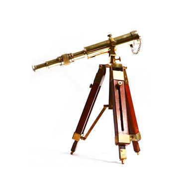 Handmade Nautical Single Barrel Brass Tripod Telescope