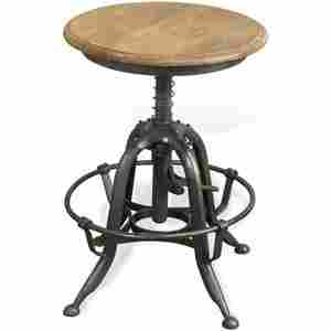 Industrial lime wash wooden metal rustic stool