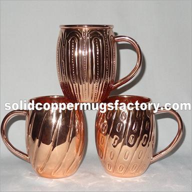 Metal Designer Embossed Solid Copper Beer Mug
