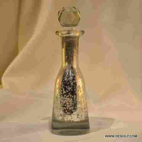 PERFUME BOTTLE SILVER EATCHING, VINTAGE PERFUME BOTTLE AND DECANTER