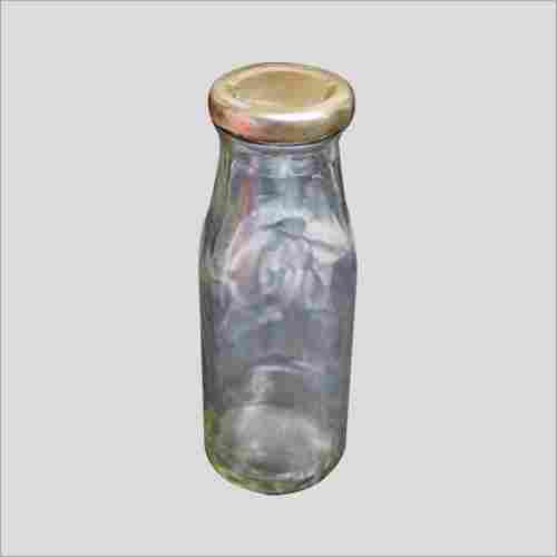 Metallic Lid Clear Glass Bottle
