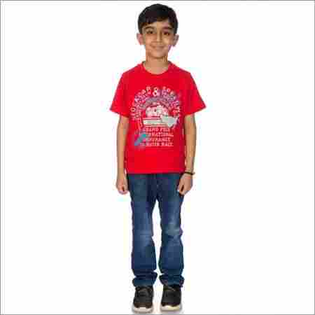 Boy Red 100% Comed Knitted Cotton T-Shirt