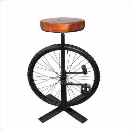 Iron And Leather Bar Stool With Wheel