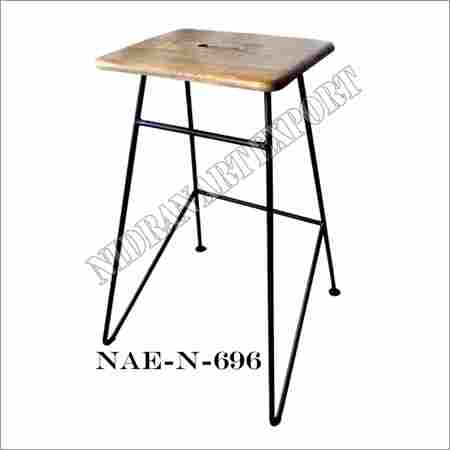 Wooden And Iron Industrial Bar Stool