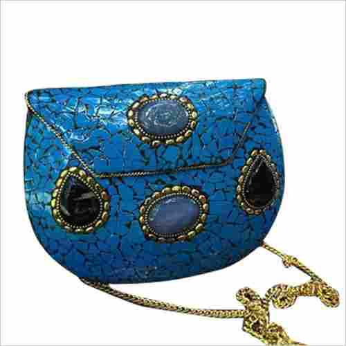 handmade turquoise metal bag