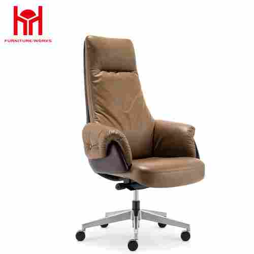 Ergonomic PU Leather High Back Office Chair, Brown