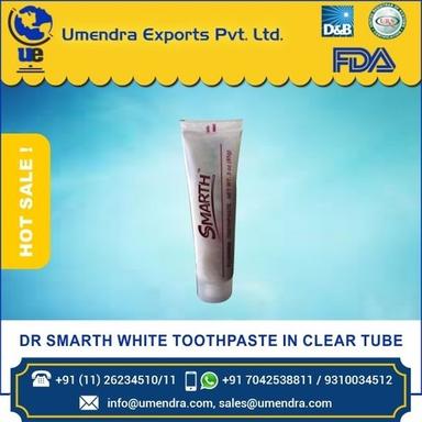 White Toothpast In Clear Tube Ingredients: Herbal Extracts