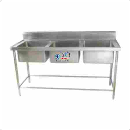 Stainless Steel Table With 3 Sink