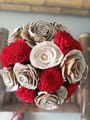 Red And White Sola Wooden Flowers