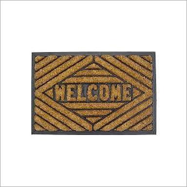 Yellow And Black Rubber Backed Coir Mat