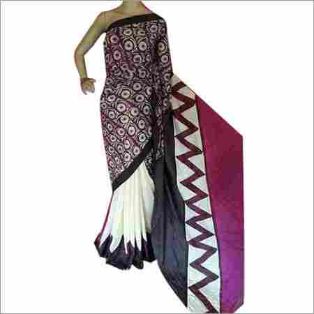 Ladies Cotton Silk Hand Block Printed Saree