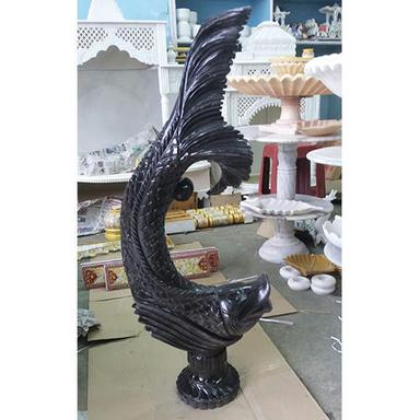 Sculpture Bheslana Black Marble Fish Antique