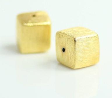Metals Brushed Gold Plated Square Shape Bead - Gold Bead For Jewelry Making - Jewelry Findings Bead